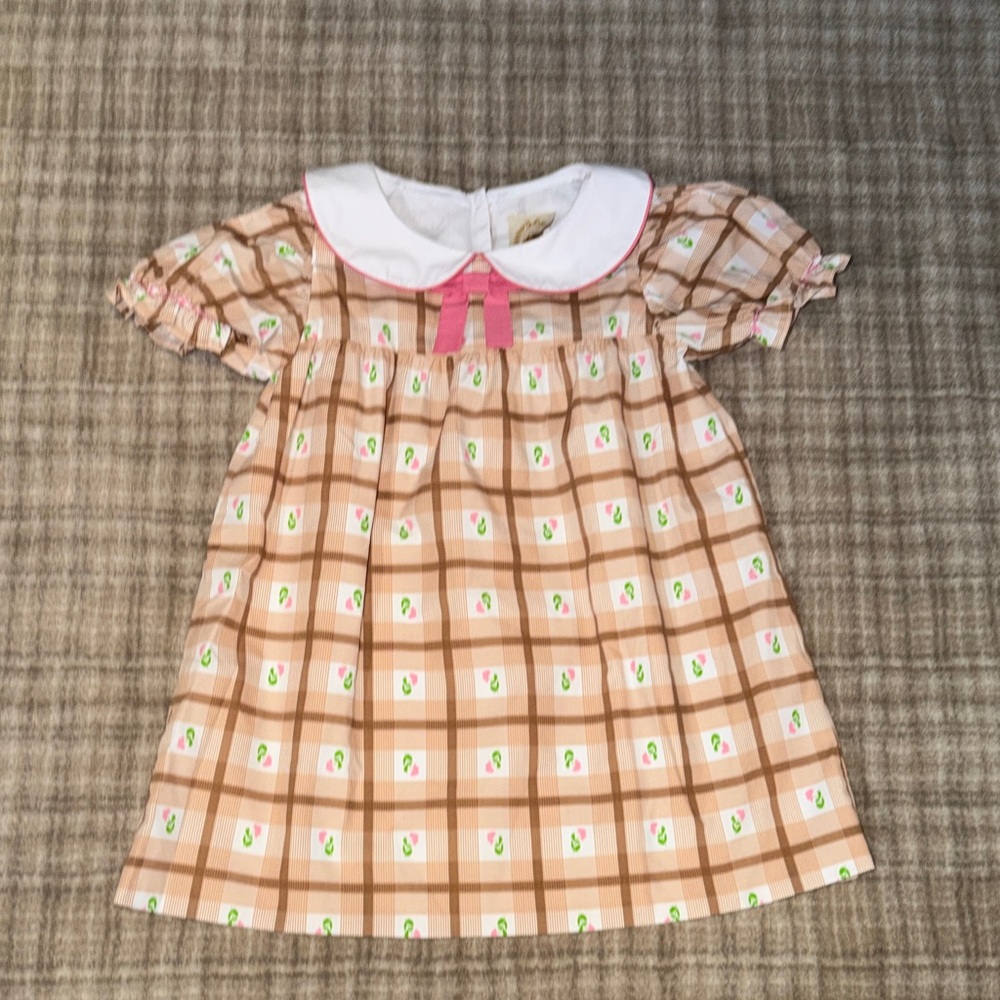 The Beaufort Bonnet Company Plaid Dress with Pink Bow